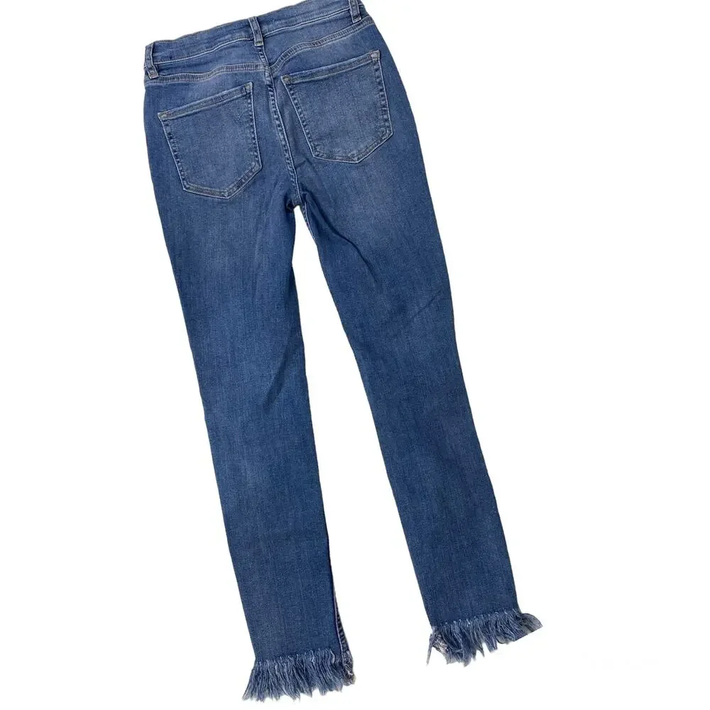 Free People Great Heights Jeans Frayed Hem Skinny Distressed Ripped Womens Sz 25